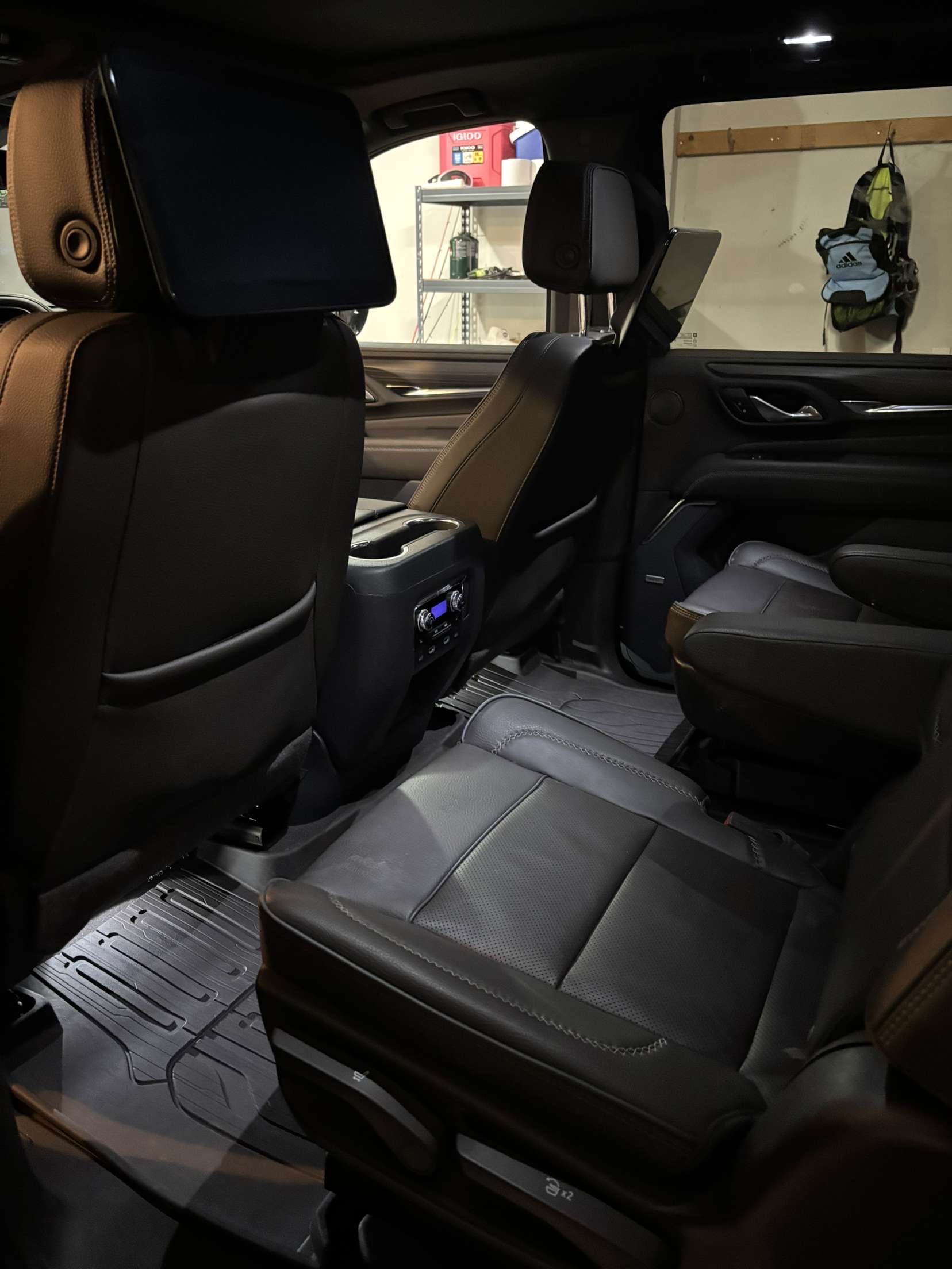 Luxury SUV rear seat interior detailing